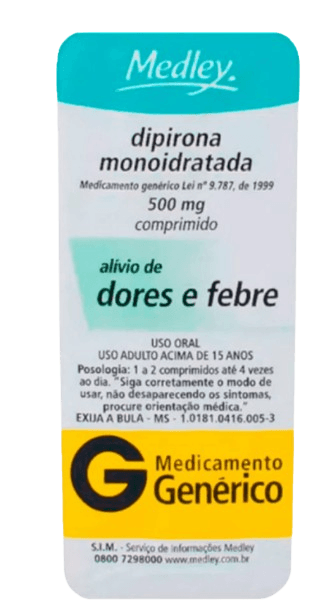 Dipirona Sódica - Medley 500Mg 4 Comprimidos